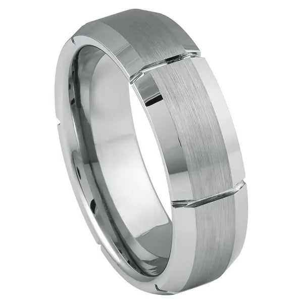 Tungsten Ring Multiple Vertical Grooves 7mm
