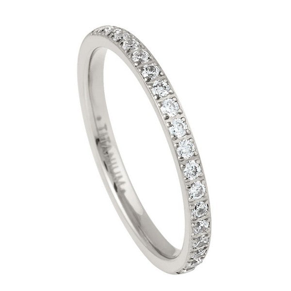 Titanium Half Eternity White CZ 2mm