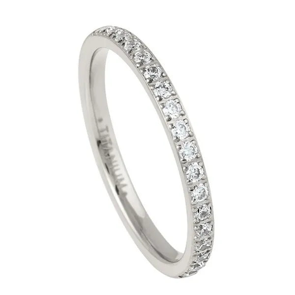 Titanium Half Eternity White CZ 2mm
