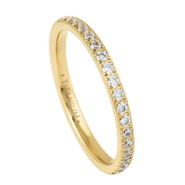 Titanium Yellow IP Plated Half Eternity White CZ 2mm