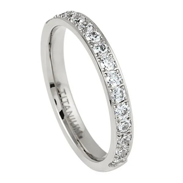 Titanium Half Eternity White CZ 3mm