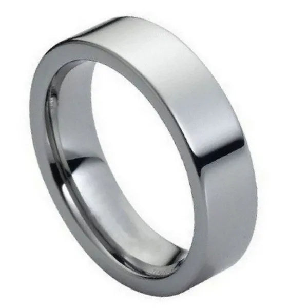 Tungsten Ring Polished Shiny Flat Pipe Cut Style 6mm