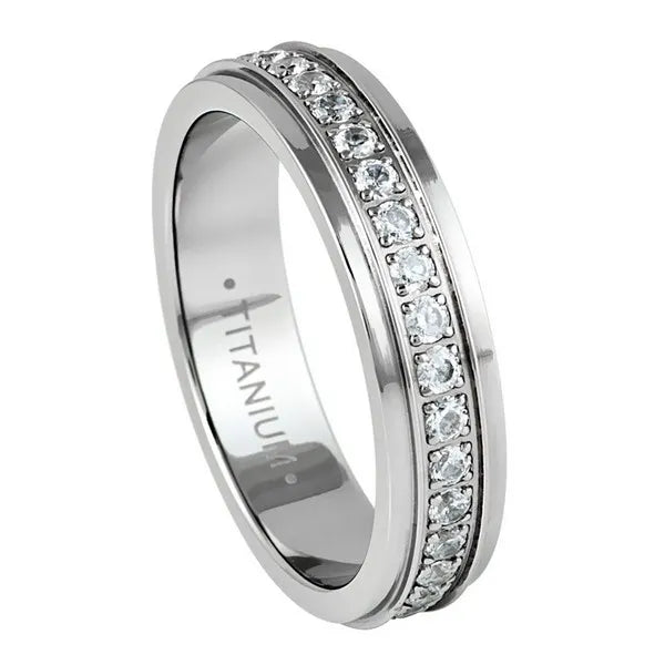 Titanium Full Eternity White CZ 5mm