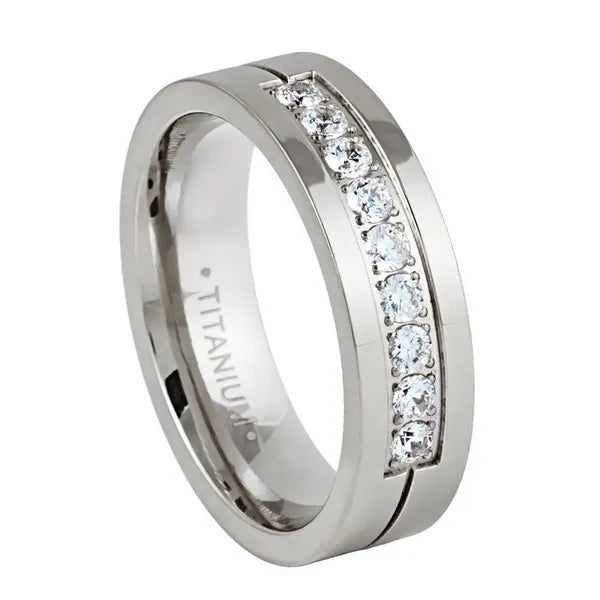 Titanium 9 Stones White CZ 6mm