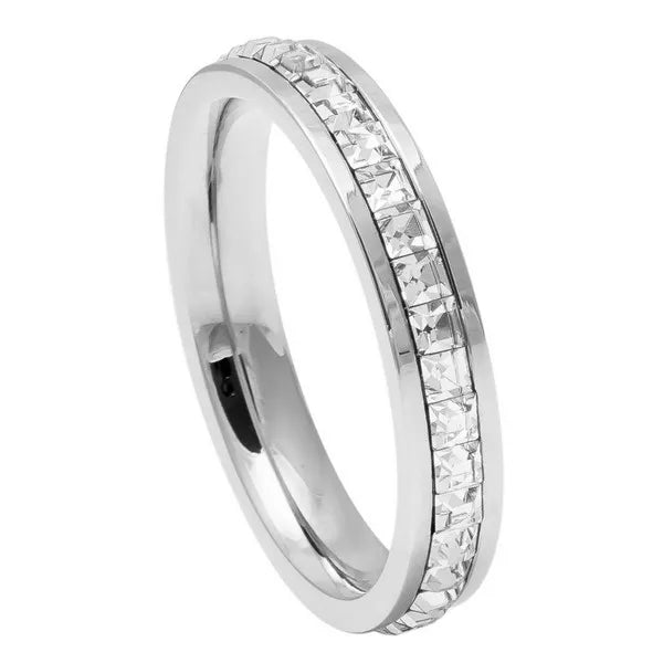 Unplated Titanium Ring Princess cut Eternity CZ 4mm