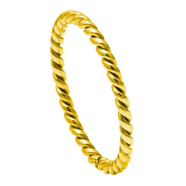 Yellow Gold IP Plated Twisted Titanium Ring 2mm
