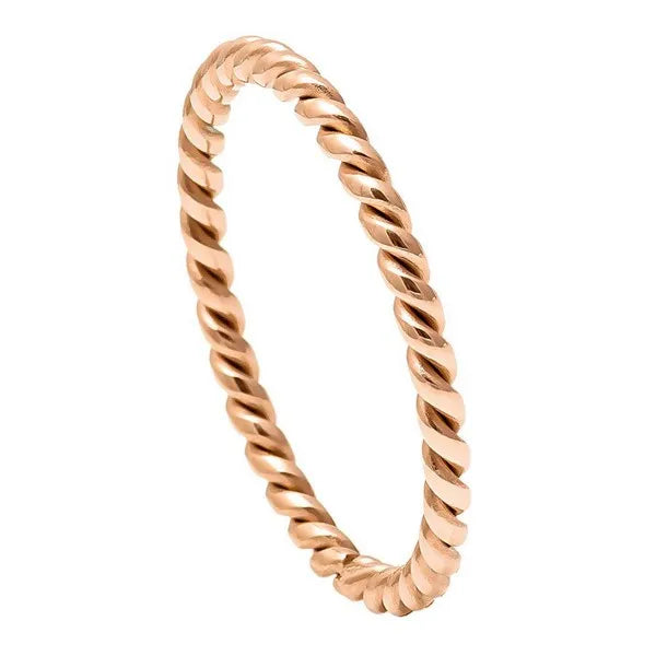 Rose Gold IP Plated Twisted Titanium Ring 2mm