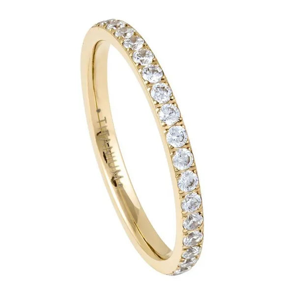 Titanium Yellow IP Plated Full Eternity White CZ 2mm