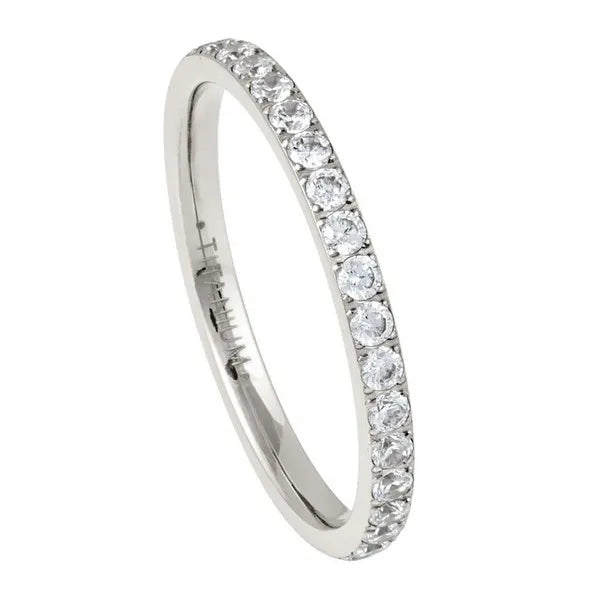 Titanium Rose IP Plated Full Eternity White CZ 2mm
