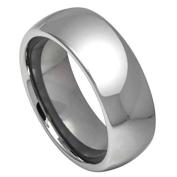 Tungsten Ring Polished Shiny Domed Ring 8mm
