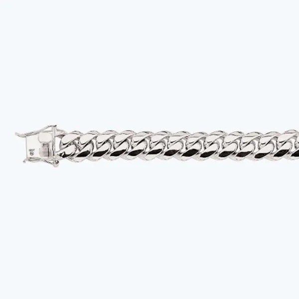 14k 14mm White Gold Solid Miami Cuban 7" Chain Bracelet (Available in Lengths 7" - 30")