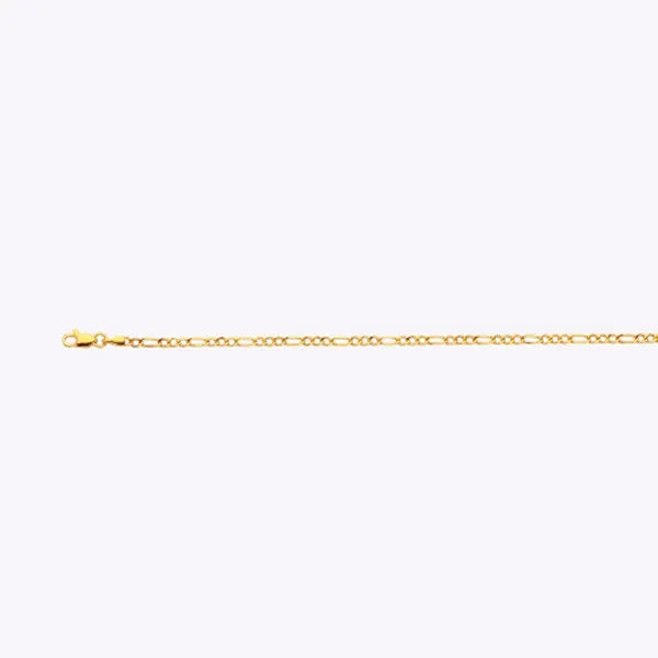 10k 2.5mm Yellow Gold Hollow Figaro 16" Chain Necklace (Available in Lengths 7" - 30")