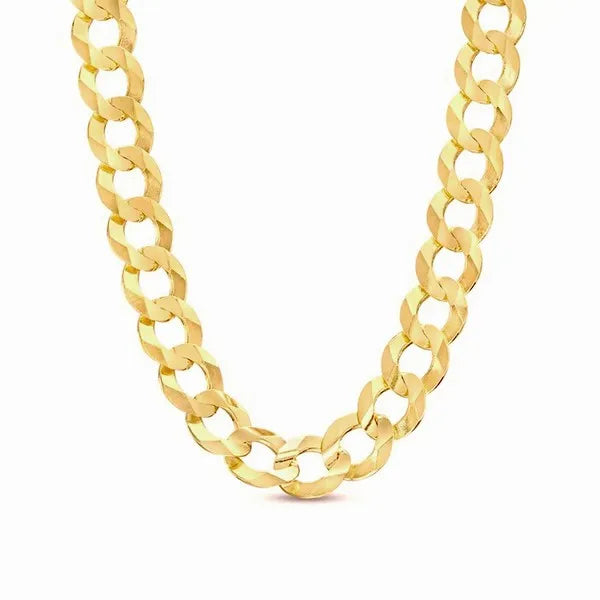 10k 7mm Yellow Gold Solid Curb 16" Chain Necklace (Available in Lengths 7" - 30")