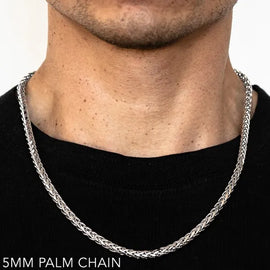 14k 5mm White Gold Palm 16" Chain Necklace (Available in Lengths 7" - 30")