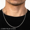 14k 2.5mm White Gold Palm 16" Chain Necklace (Available in Lengths 7" - 30")