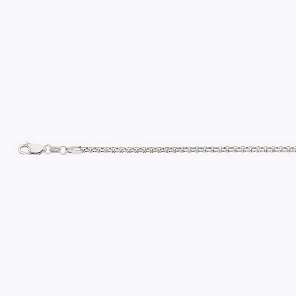 14k 2.5mm White Gold Venetian Box 7" Chain Bracelet (Available in Lengths 7" - 30")