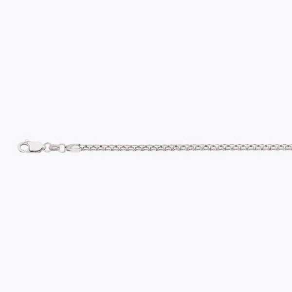 14k 2.5mm White Gold Venetian Box 16" Chain Necklace (Available in Lengths 7" - 30")