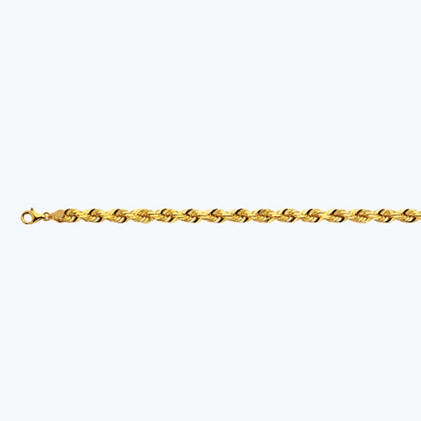 18k 7mm Yellow Gold Solid Dc Rope 16" Chain Necklace (Available in Lengths 7" - 30")