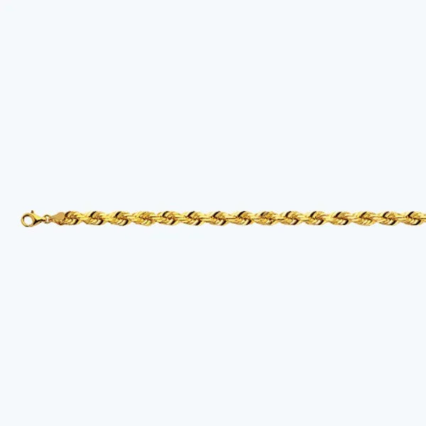 18k 7mm Yellow Gold Solid Dc Rope 16" Chain Necklace (Available in Lengths 7" - 30")