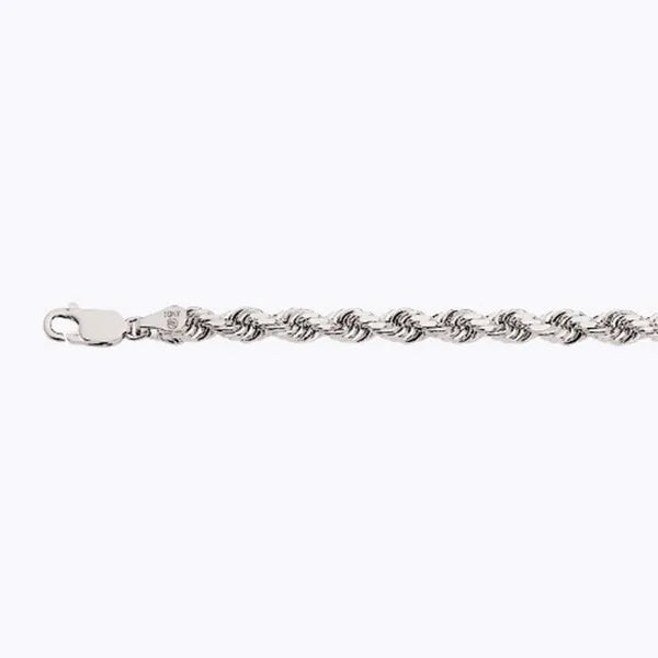 14k 5mm White Gold Solid Dc Rope 16" Chain Necklace (Available in Lengths 7" - 30")