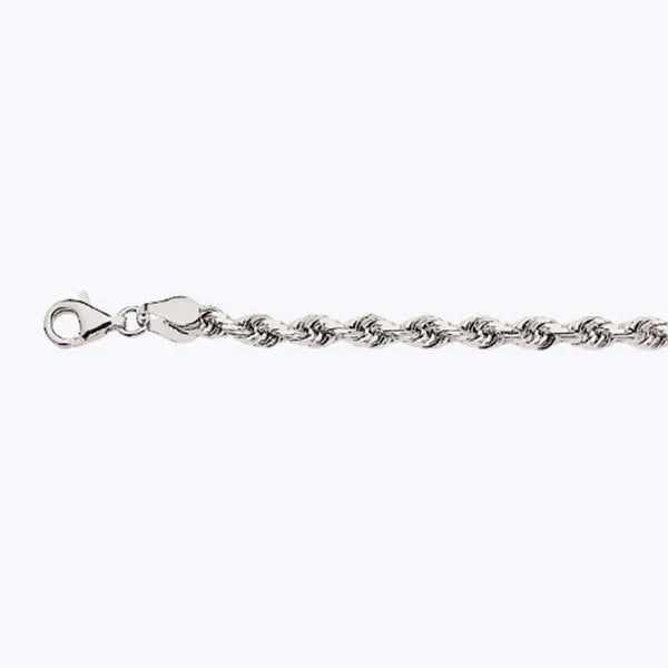14k 4mm White Gold Solid Dc Rope 16" Chain Necklace (Available in Lengths 7" - 30")