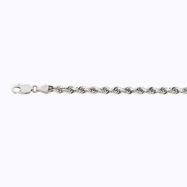 14k 3.5mm White Gold Solid Dc Rope 16" Chain Necklace (Available in Lengths 7" - 30")