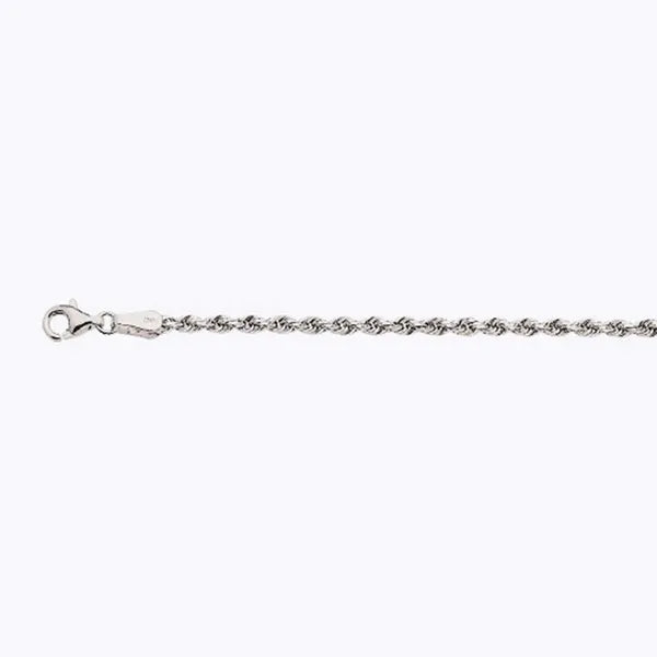 14k 2.5mm White Gold Solid Dc Rope 16" Chain Necklace (Available in Lengths 7" - 30")