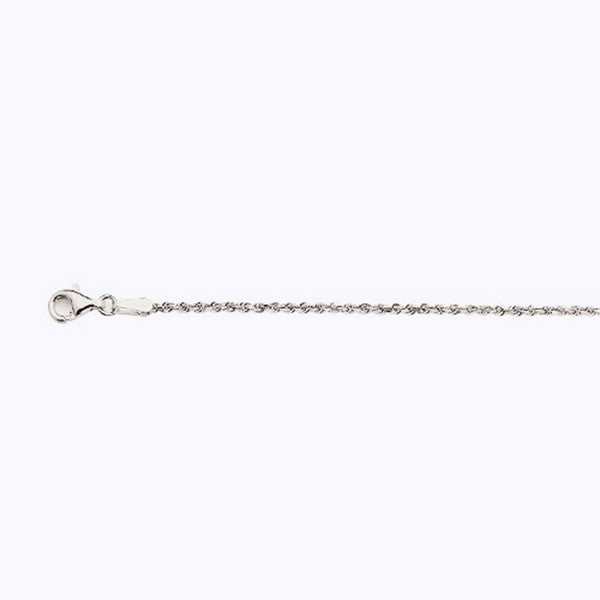 14k 1.5mm White Gold Solid Dc Rope 7" Chain Bracelet (Available in Lengths 7" - 30")