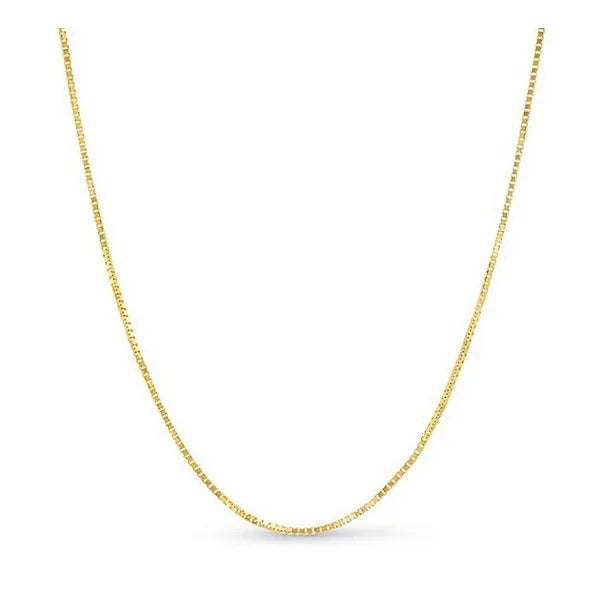 10k Yellow Gold Box 068 Gauge 16" Chain Necklace (Available in Lengths 7" - 30")