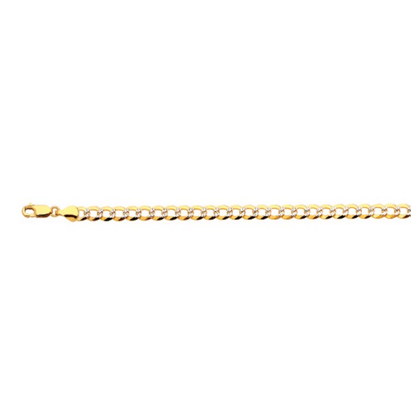 14k 5.5mm Yellow Gold Solid Pave Curb 7" Chain Bracelet (Available in Lengths 7" - 30")