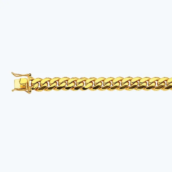14k 11mm Yellow Gold Solid Miami Cuban 7" Chain Bracelet (Available in Lengths 7" - 30")