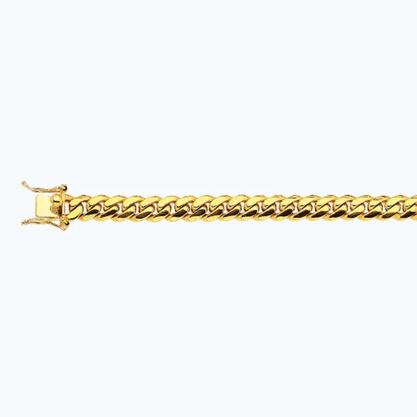14k 9mm Yellow Gold Solid Miami Cuban 7" Chain Bracelet (Available in Lengths 7" - 30")