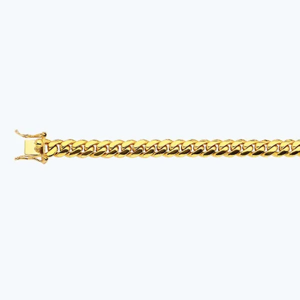 14k 8mm Yellow Gold Solid Miami Cuban 7" Chain Bracelet (Available in Lengths 7" - 30")