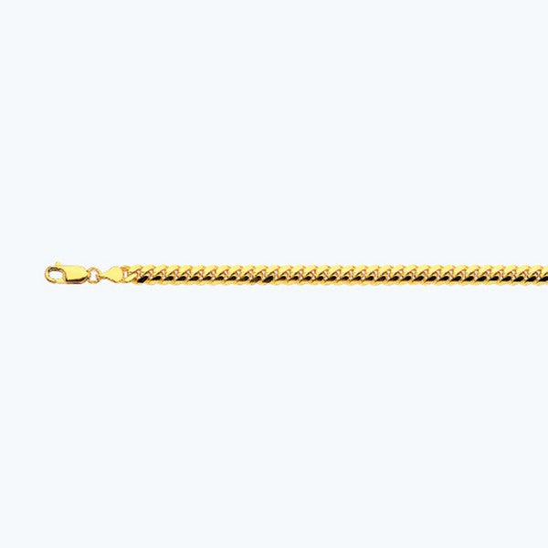 14k 5mm Yellow Gold Solid Miami Cuban 7" Chain Bracelet (Available in Lengths 7" - 30")
