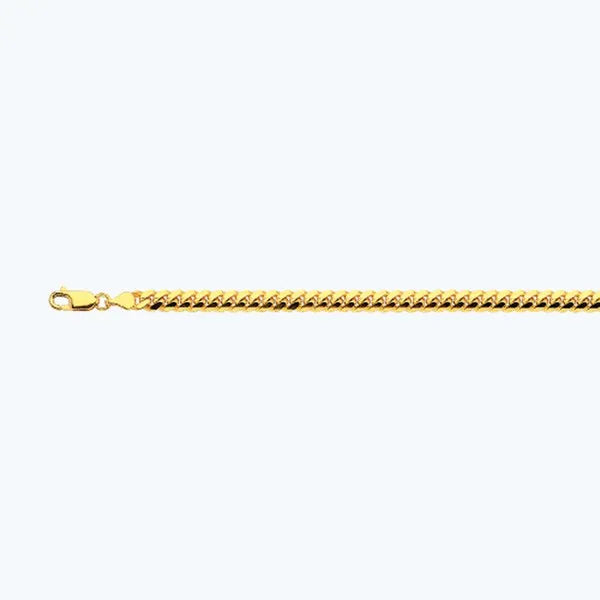 14k 5mm Yellow Gold Solid Miami Cuban 7" Chain Bracelet (Available in Lengths 7" - 30")