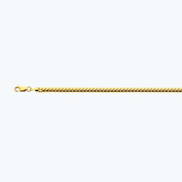14k 4mm Yellow Gold Solid Miami Cuban 7" Chain Bracelet (Available in Lengths 7" - 30")