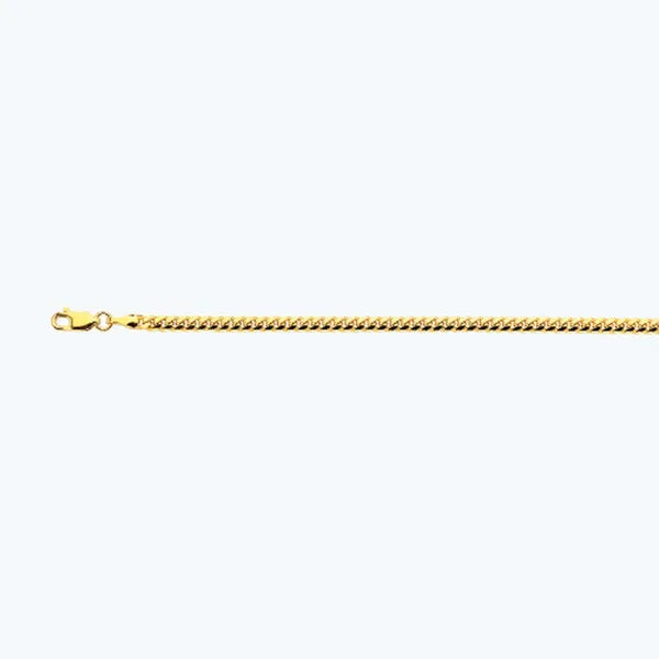 14k 3.5mm Yellow Gold Solid Miami Cuban 7" Chain Bracelet (Available in Lengths 7" - 30")