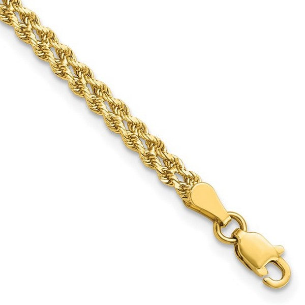 Leslie's 10K 3.0mm Wide Diamond-Cut Double Rope Bracelet