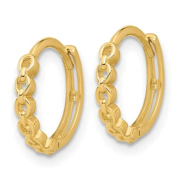 Leslie's 10K Polished Round Link Pattern Huggie Hoop Earrings