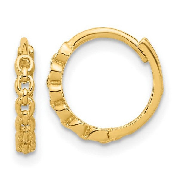 Leslie's 10K Polished Round Link Pattern Huggie Hoop Earrings