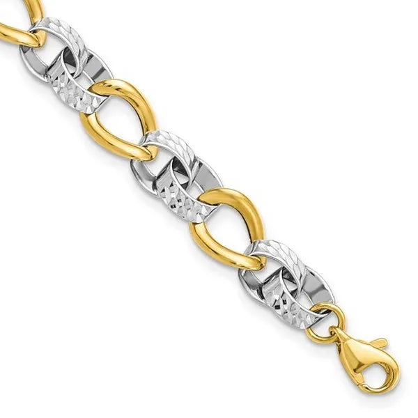 Leslie's 10K Two-tone Polished and D/C Link Bracelet