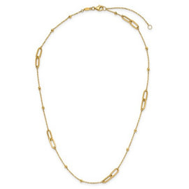 Leslie's 10K Polished and Dia-cut Fancy Link with Beads with 2in ext. Necklace