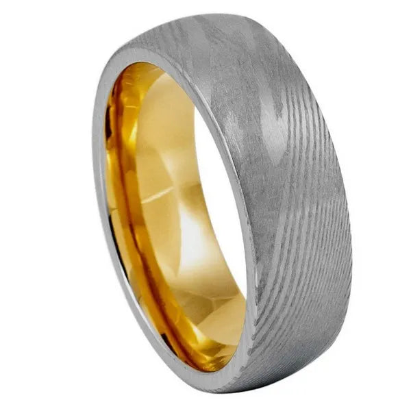 Damascus Yellow Gold Plated 8mm