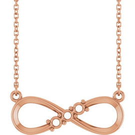 14K Rose 3-Stone Infinity-Inspired Family 18" Necklace Mounting