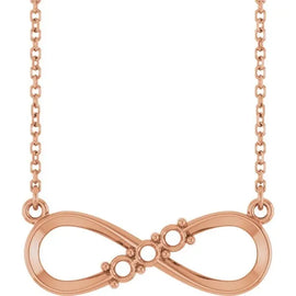 14K Rose 3-Stone Infinity-Inspired Family 18" Necklace Mounting