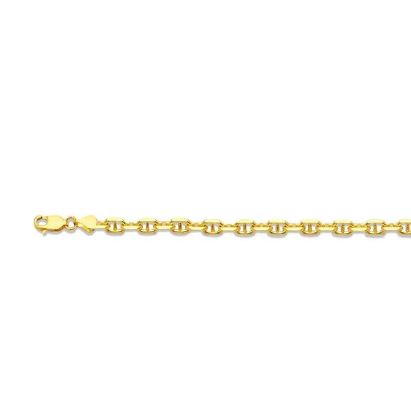 14k 2.5mm Yellow Gold Solid 3d Mariner 16" Chain Necklace (Available in Lengths 16" - 30")