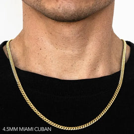 14k 4.5mm Yellow Gold Hollow Miami Cuban 16" Chain Necklace (Available in Lengths 7" - 30")