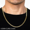 14k 4.5mm Yellow Gold Solid Curb 16" Chain Necklace (Available in Lengths 7" - 30")