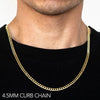 14k 4.5mm Yellow Gold Solid Curb 16" Chain Necklace (Available in Lengths 7" - 30")