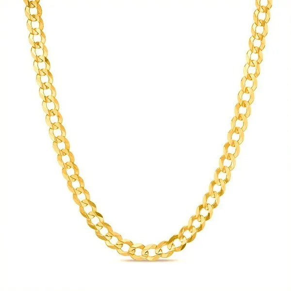 14k 4.5mm Yellow Gold Solid Curb 16" Chain Necklace (Available in Lengths 7" - 30")